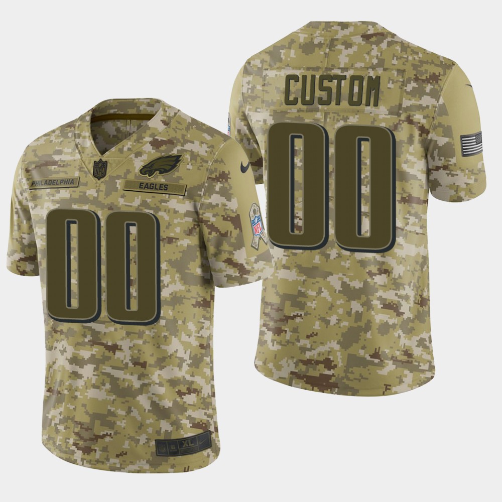 Men's Philadelphia Eagles Customized Camo Salute To Service NFL Stitched Limited Jersey